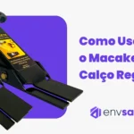 Um par de Macakétes e um título "Como Usar o Macakete Calço Regulável".