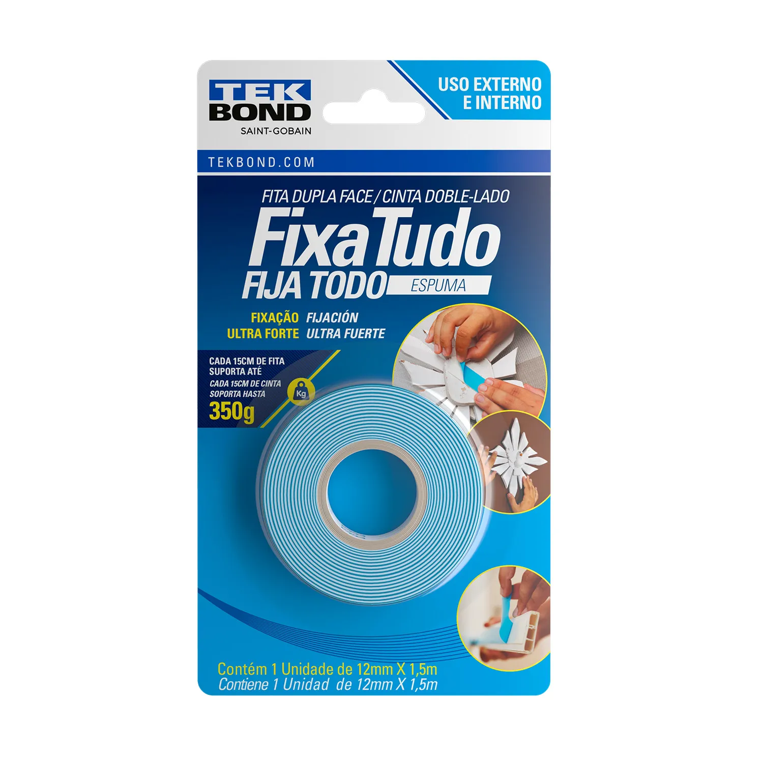 Fita Dupla Face Espuma FixaTudo 1,5M (TekBond)