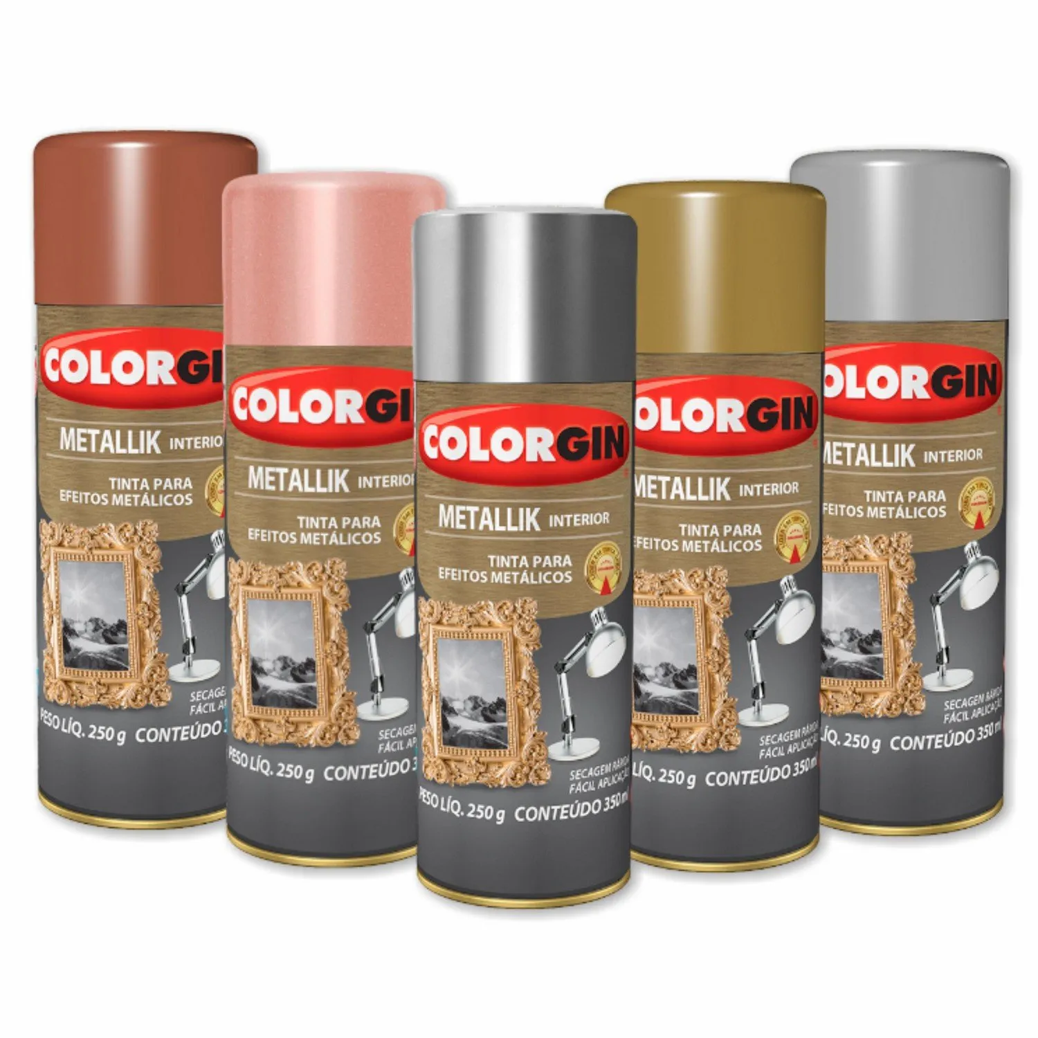 Tinta Spray Metallik 350mL Colorgin (Várias Cores)