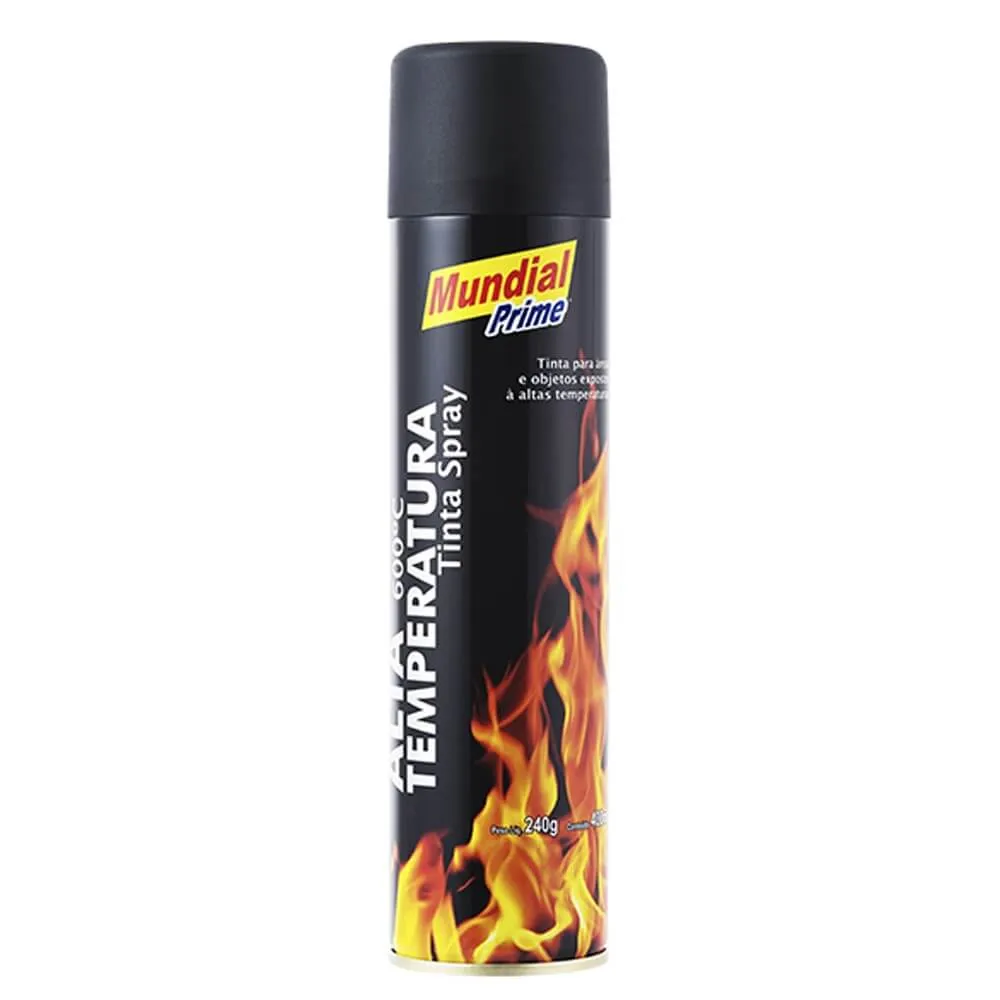 Tinta Spray Preto Fosco 400mL Mundial Prime